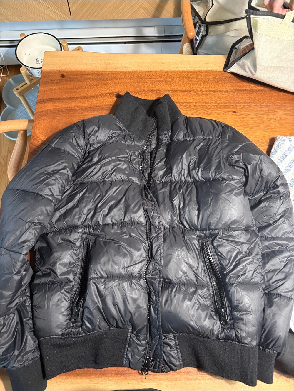 GAP Women Dark Gray Quilted Puffer Jacket
